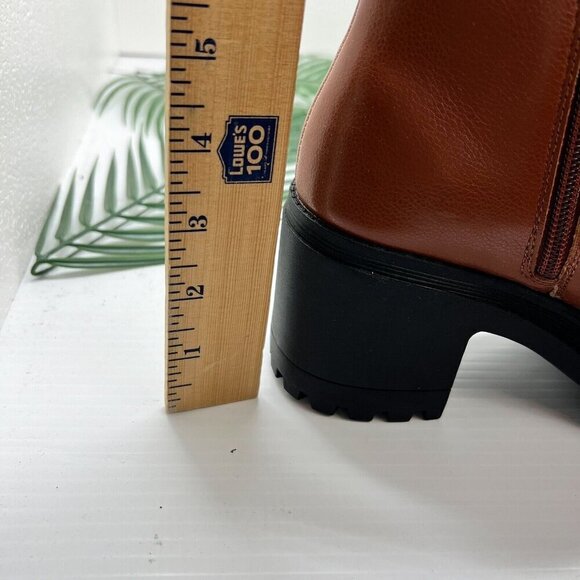 SO Women's Chelsea Side Zip Chunky Heeled Ankle Boots Size 7.5 Brown NWB - Picture 9 of 12